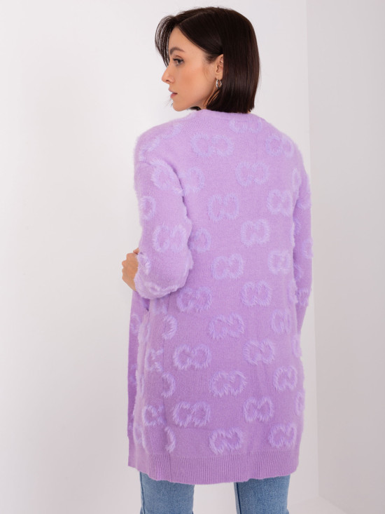 Cardigan violet cu buzunare