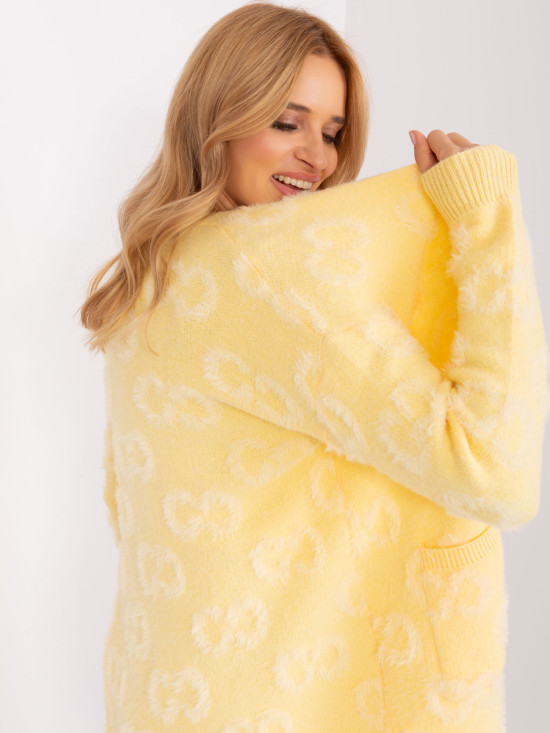 Cardigan galben deschis cu buzunare