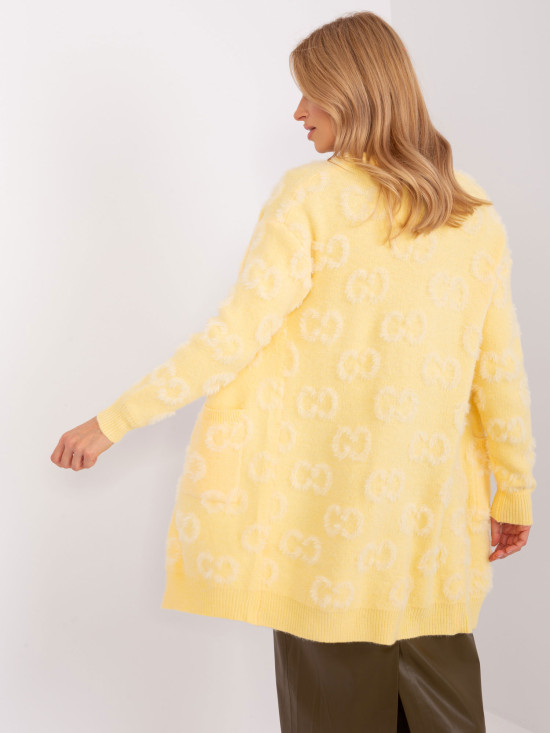 Cardigan galben deschis cu buzunare