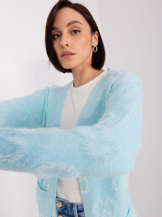 Cardigan albastru deschis cu manșete elastice