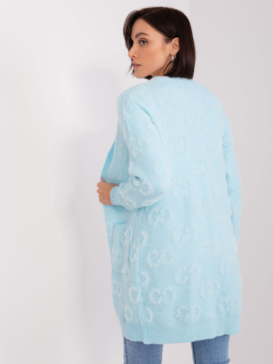 Cardigan albastru deschis cu manșete elastice