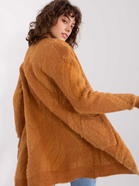 Cardigan damă camel cu buzunare