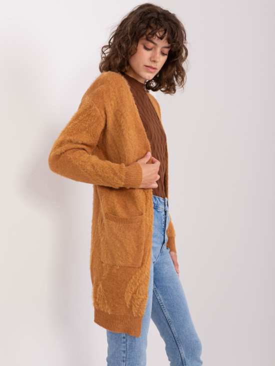 Cardigan damă camel cu buzunare