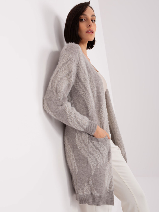 Cardigan moale gri cu model