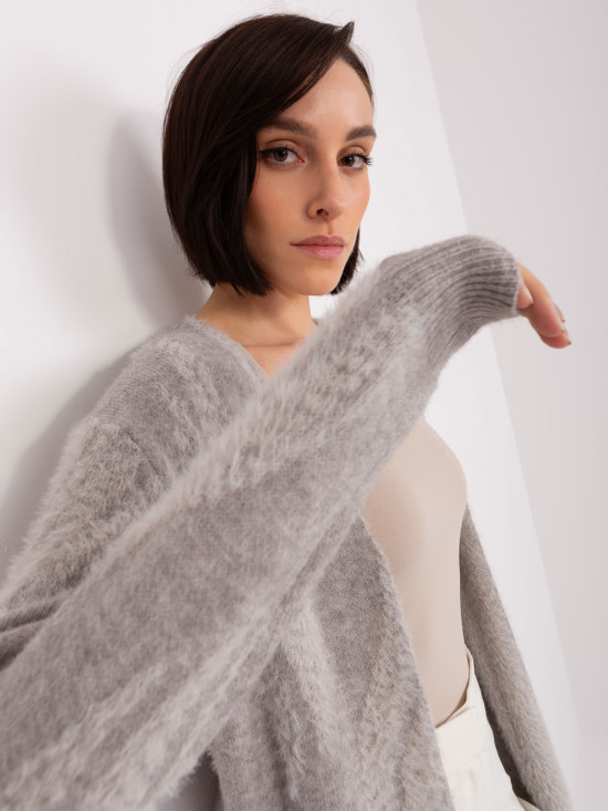 Cardigan moale gri cu model