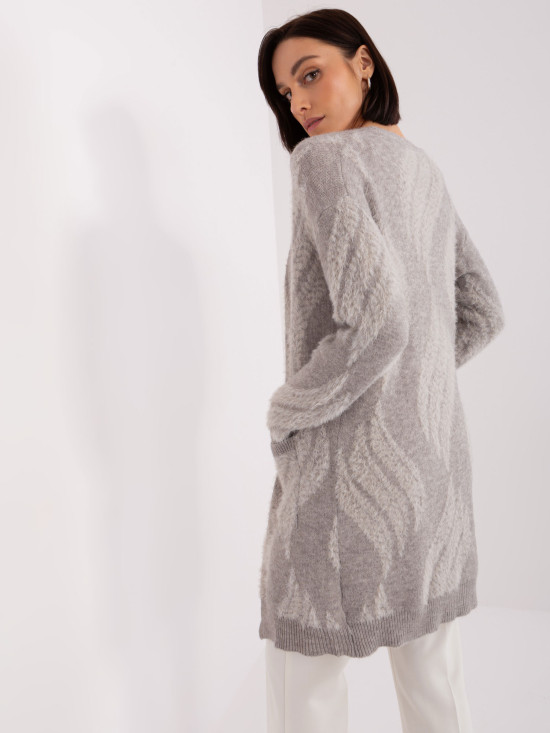 Cardigan moale gri cu model