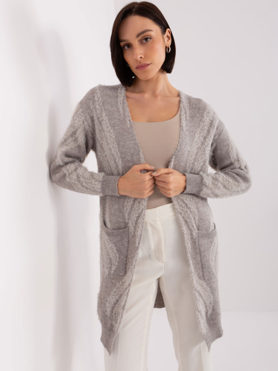 Cardigan moale gri cu model