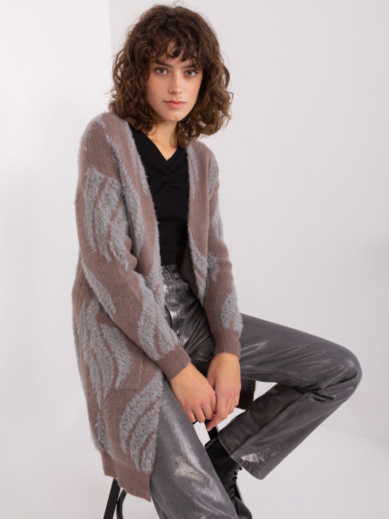Cardigan tricotat maro închis