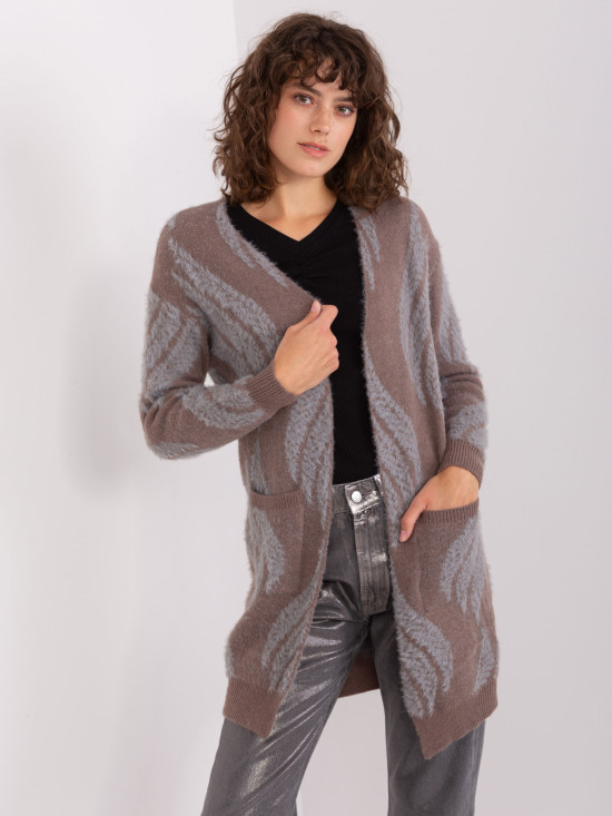 Cardigan tricotat maro închis