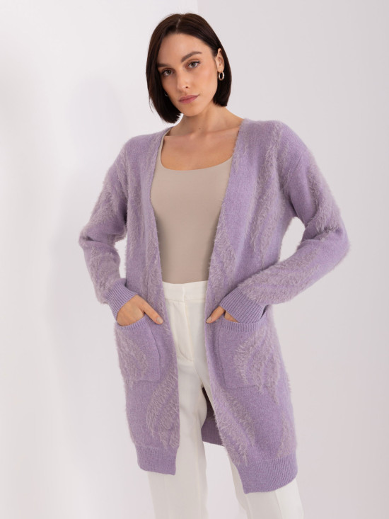 Cardigan damă lila deschis cu model