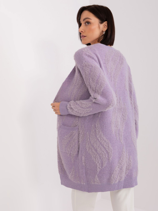 Cardigan damă lila deschis cu model