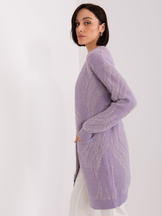 Cardigan damă lila deschis cu model
