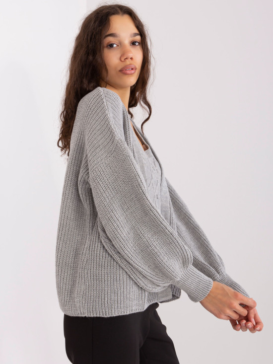 Compleu tricotat gri cu lână