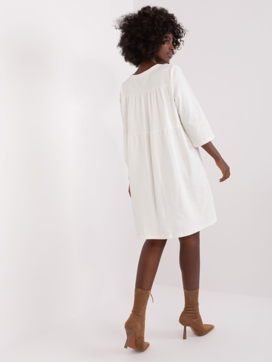 Rochie oversize ecru cu mâneci 3/4