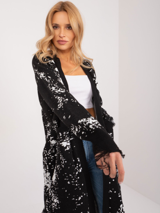 Cardigan negru elegant cu mâneci lungi