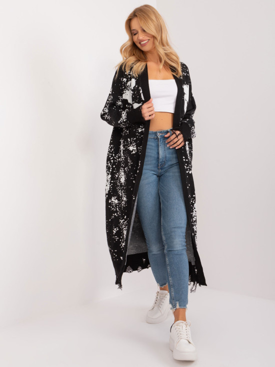 Cardigan negru elegant cu mâneci lungi