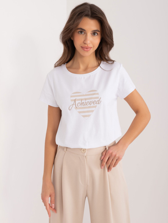 Tricou alb cu mânecă scurtă