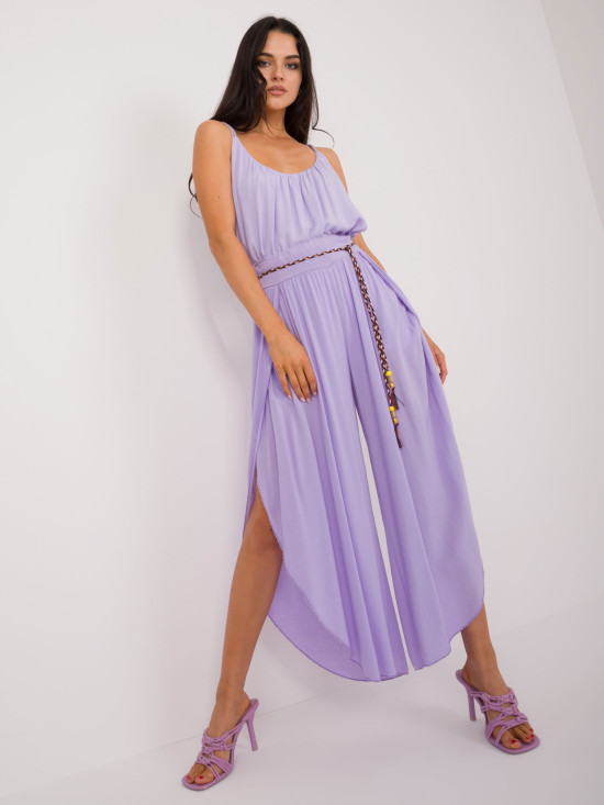 Pantaloni largi stilati în violet deschis