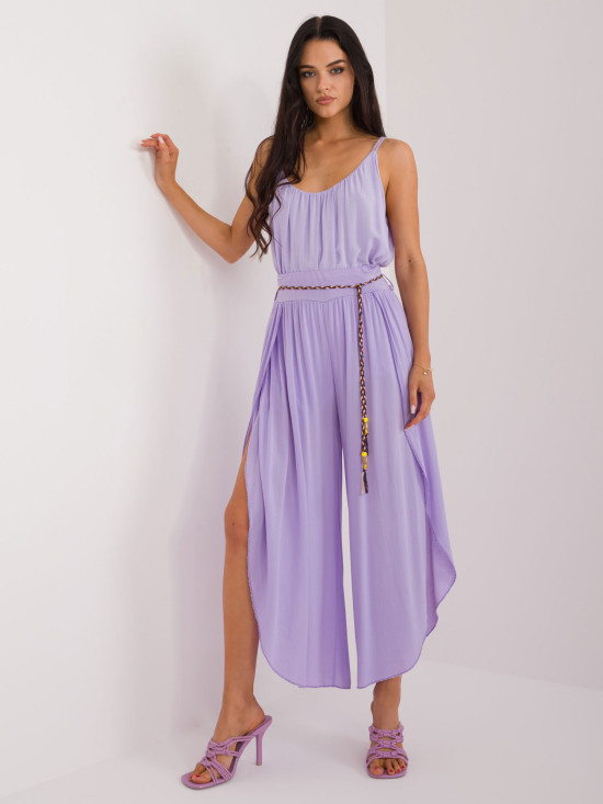 Pantaloni largi stilati în violet deschis