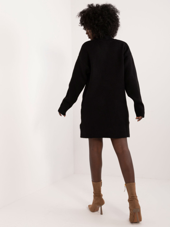 Rochie mini elegantă neagră cu mâneci lungi