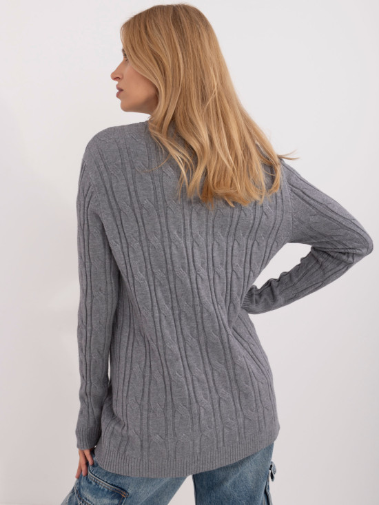 Pulover gri elegant cu mâneci lungi