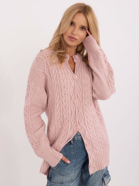 Pulover roz elegant cu mâneci lungi