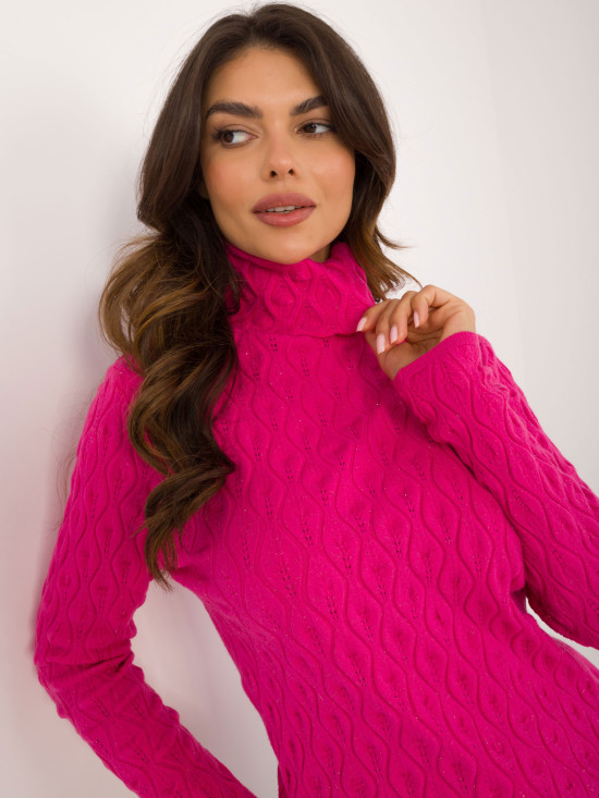 Pulover fucsia elegant cu guler