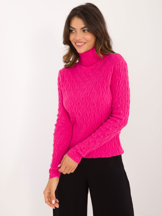 Pulover fucsia elegant cu guler