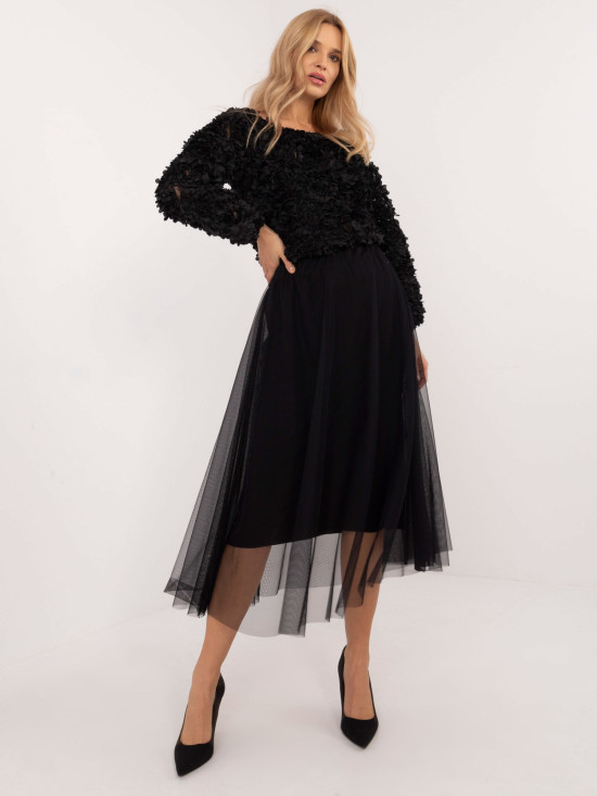 Fustă midi elegantă neagră