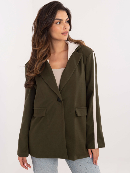 Sacou khaki elegant cu glugă