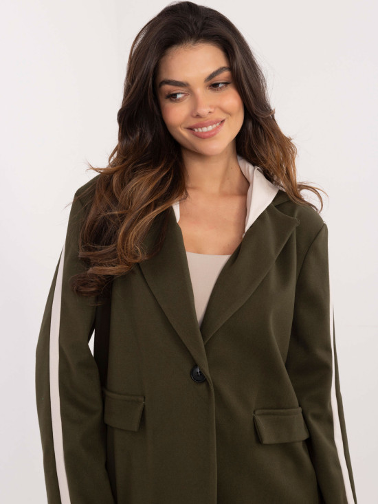 Sacou khaki elegant cu glugă