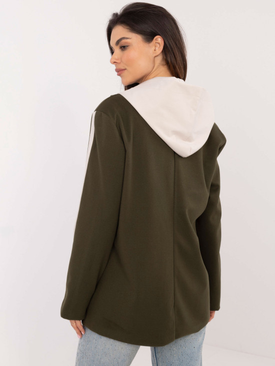 Sacou khaki elegant cu glugă