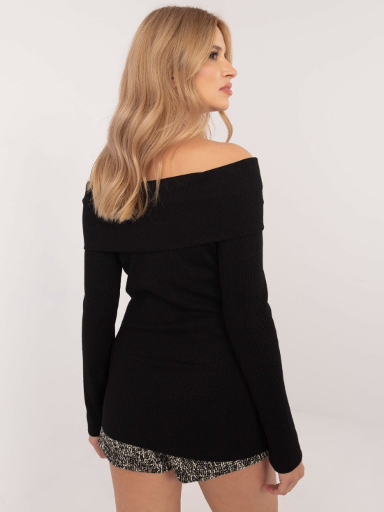 Pulover elegant negru cu mâneci lungi