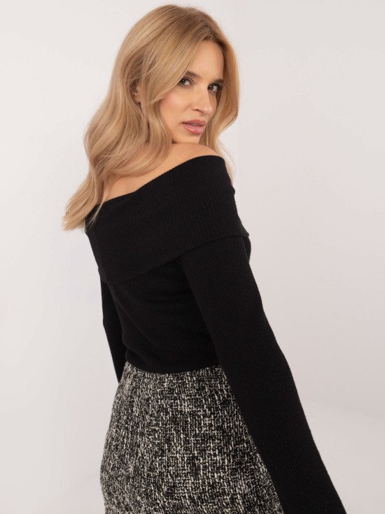 Pulover elegant negru cu mâneci lungi