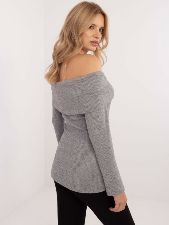 Pulover elegant gri cu mâneci lungi