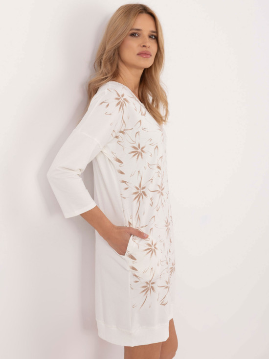 Rochie elegantă ecru cu model floral