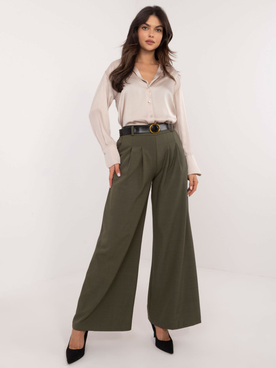 Pantaloni palazzo eleganți în khaki
