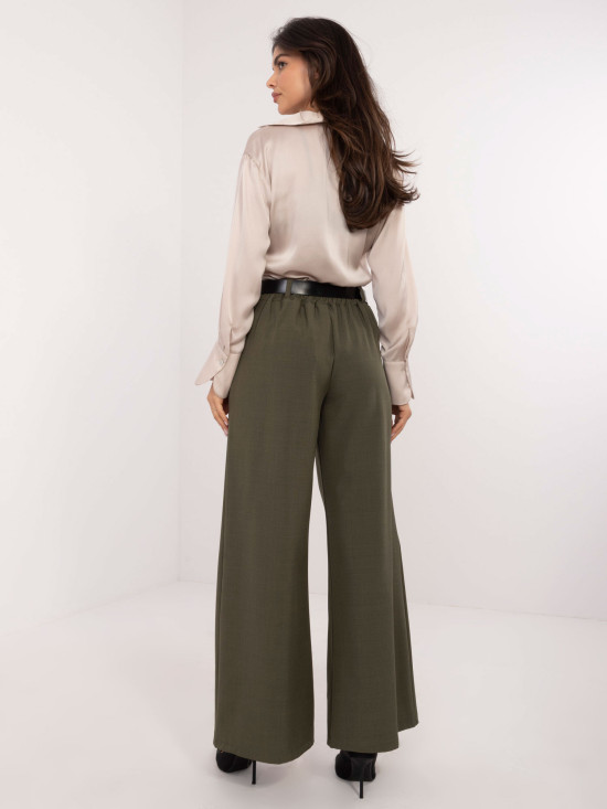 Pantaloni palazzo eleganți în khaki