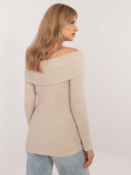 Pulover elegant bej cu mâneci lungi