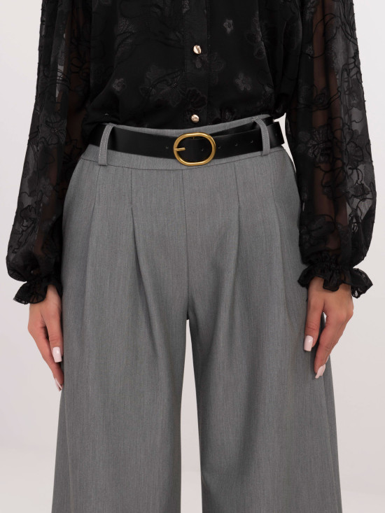 Pantaloni palazzo eleganți în gri închis