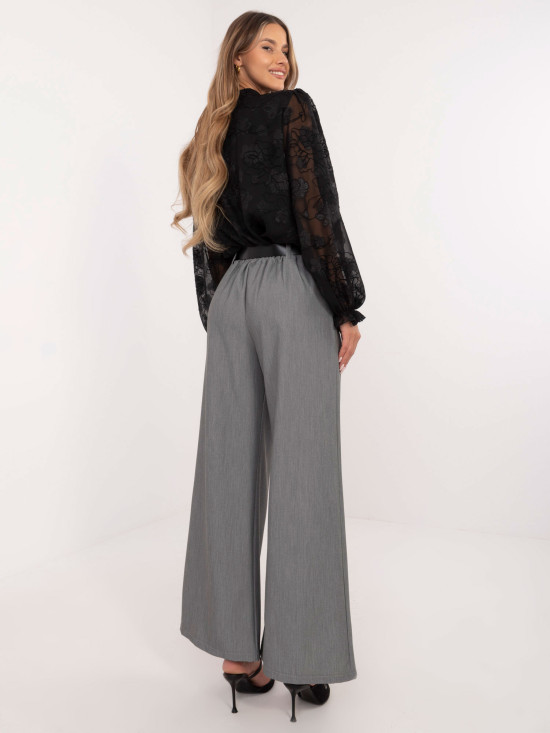 Pantaloni palazzo eleganți în gri închis