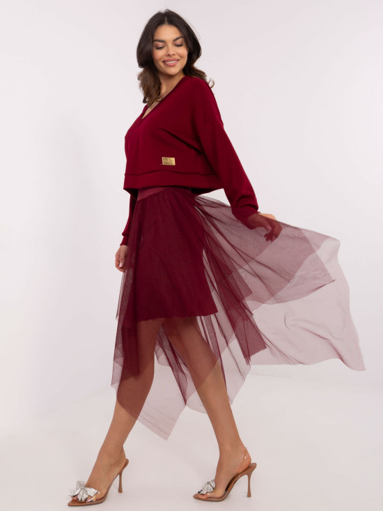 Compleu elegant în culoare bordo