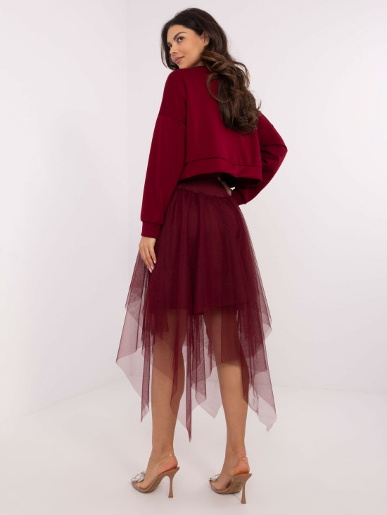 Compleu elegant în culoare bordo