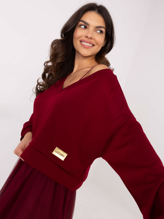 Compleu elegant în culoare bordo