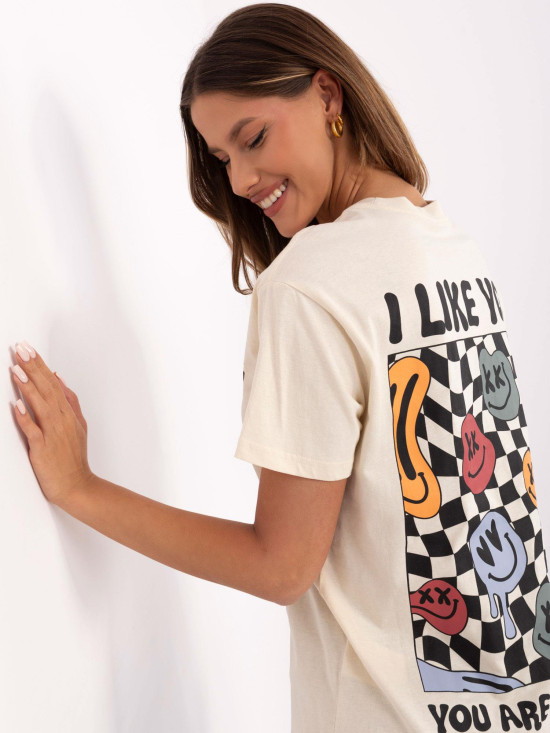 Tricou bej cu mânecă scurtă