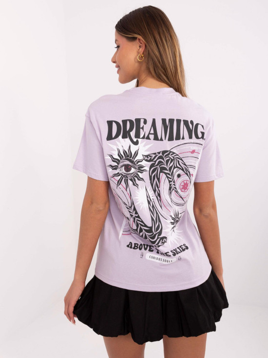 Tricou violet stilat cu imprimeu