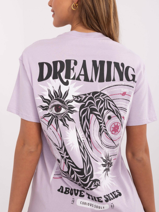 Tricou violet stilat cu imprimeu