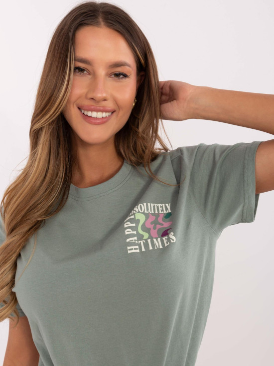 Tricou confortabil verde pistachio cu mâneci scurte