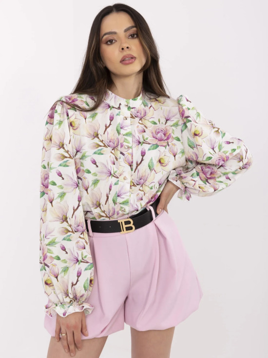 Cămașă albă elegantă cu model floral