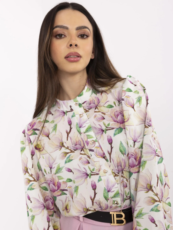 Cămașă albă elegantă cu model floral